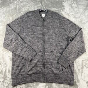 Gap Sweater Mens XXL Z Mock Neck Charcoal Gray Full Zip Cotton Blend EUC